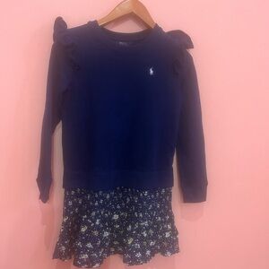 Polo by Ralph Lauren Blue Dress with Floral Skirt